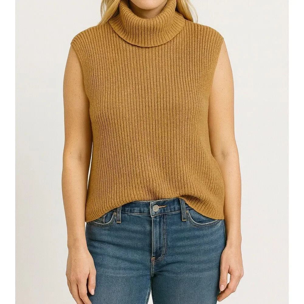 Rachel Zoe tan knit collared sweater vest large